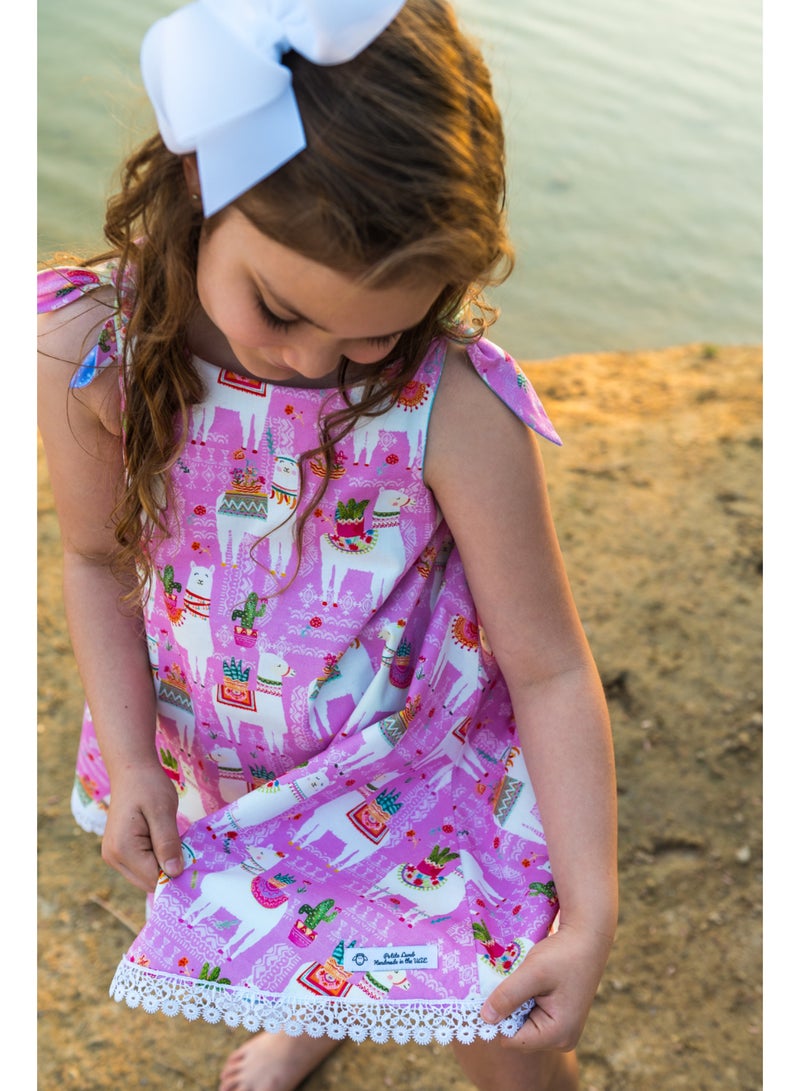 Petite Lamb Handmade Boutique Llama Reversible Dress - Image 1